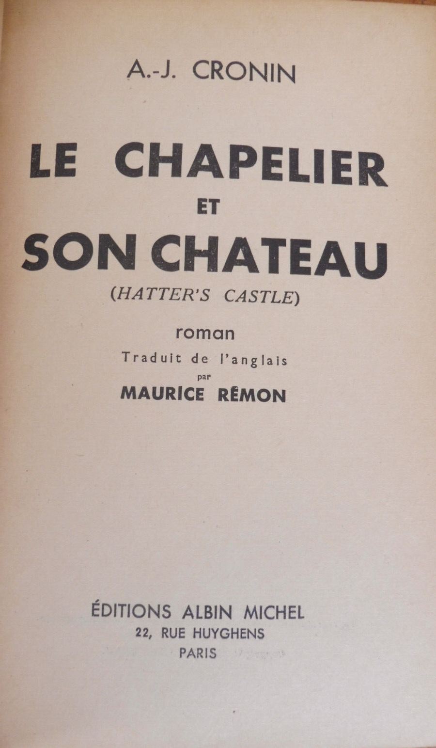 Le Chapelier et son château (A.-J. Cronin) 1950