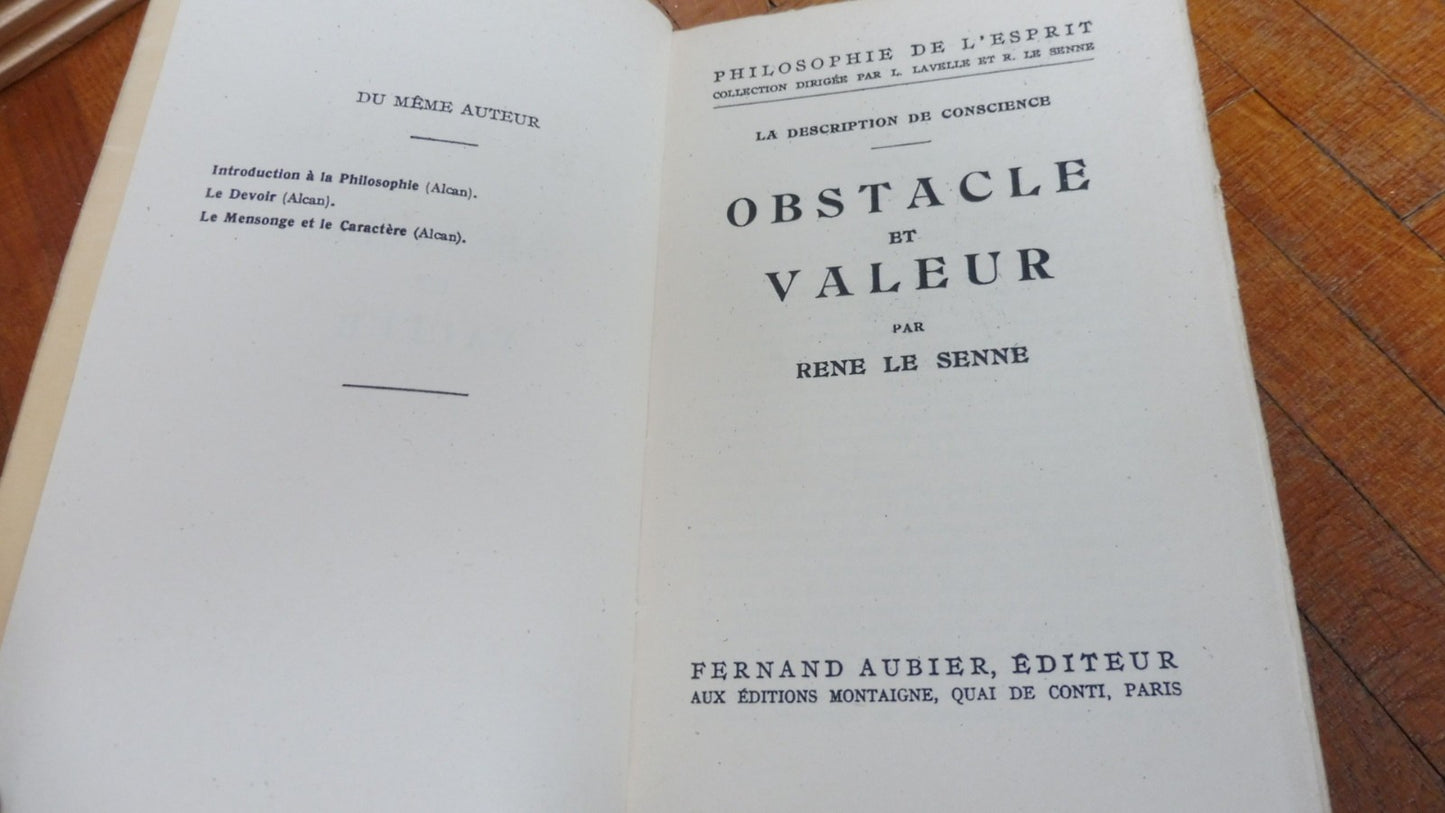 Obstacle et valeur (René Le Senne) s.d.