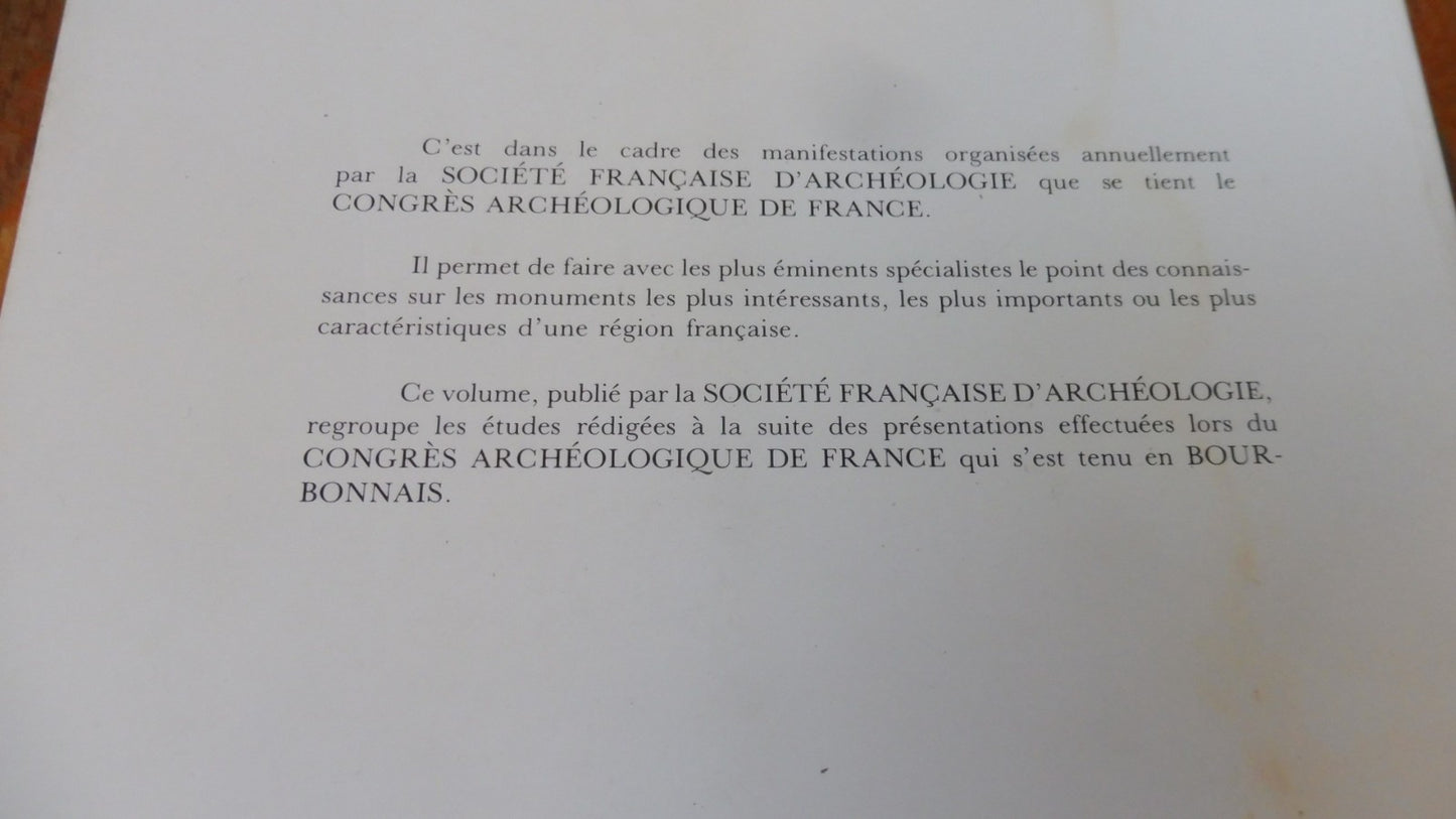 Congrès archéologique de France. Bourbonnais (Soc. Française d'Archéologie) 1991