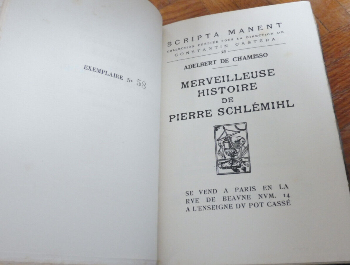 La Merveilleuse histoire de Pierre Schlemihl (A. De Chamisso) 1928 FANTASTIQUE