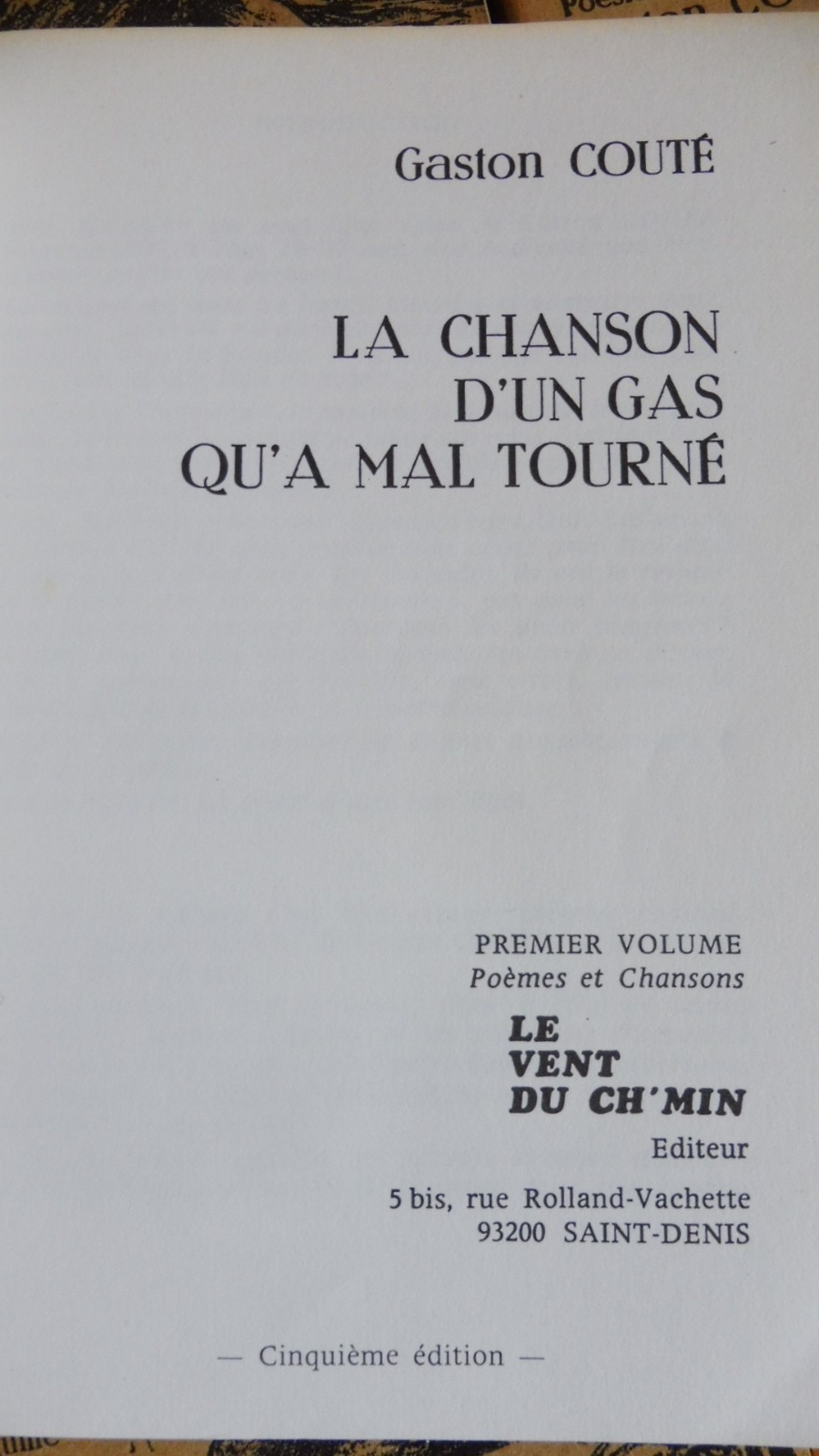 Oeuvres de Gaston Couté 5 vol. + Glossaire