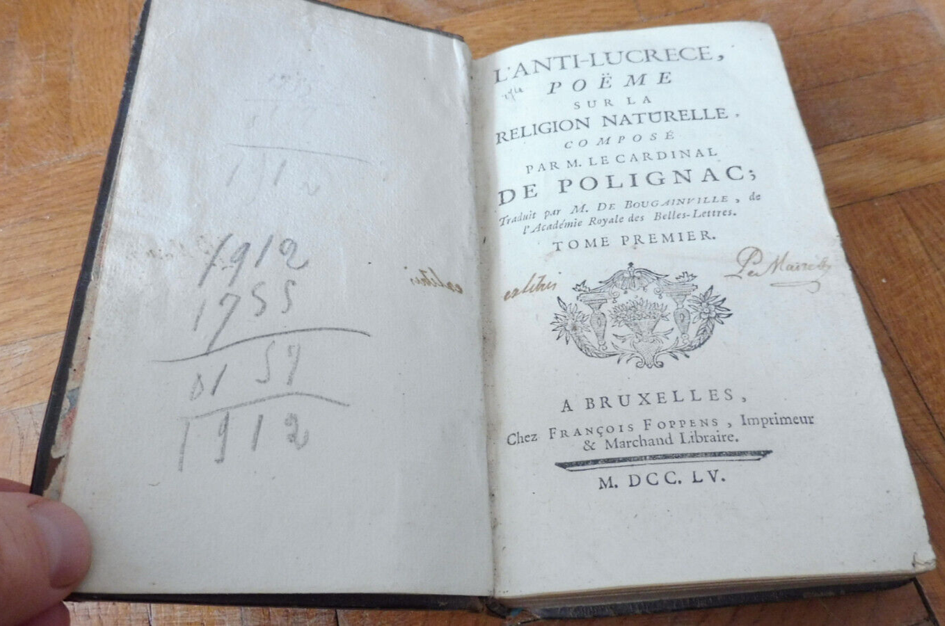 L'Anti-Lucrèce (De Polignac) 1755 2 tomes en 1 vol. COMPLET ANTI-MATERIALISME