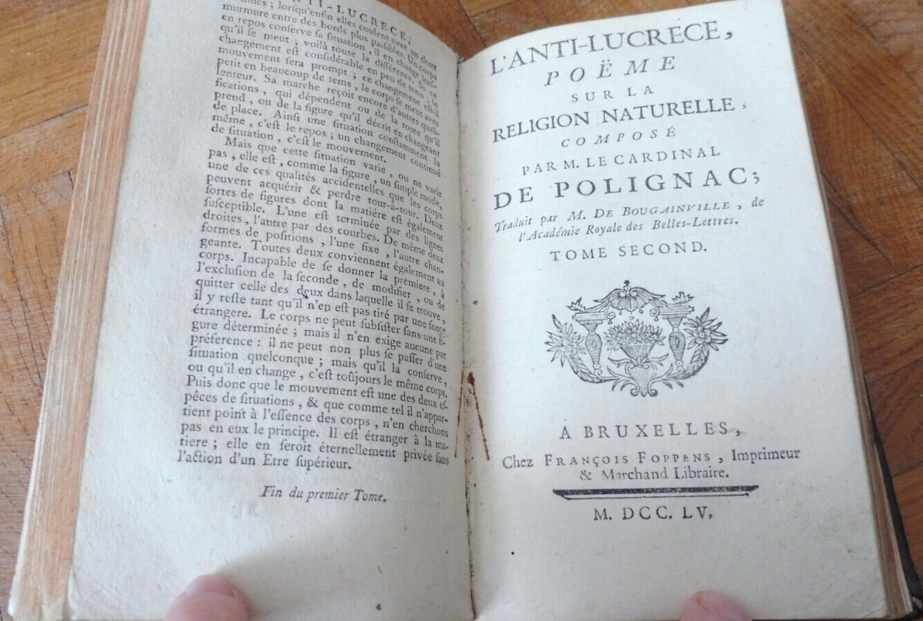 L'Anti-Lucrèce (De Polignac) 1755 2 tomes en 1 vol. COMPLET ANTI-MATERIALISME