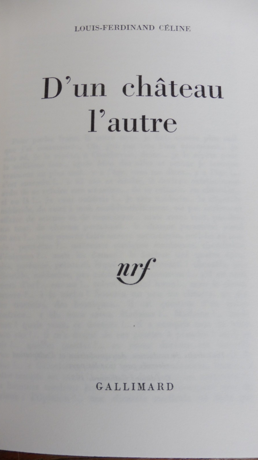 D'un château à l'autre (Louis Ferdinand Céline) 1981