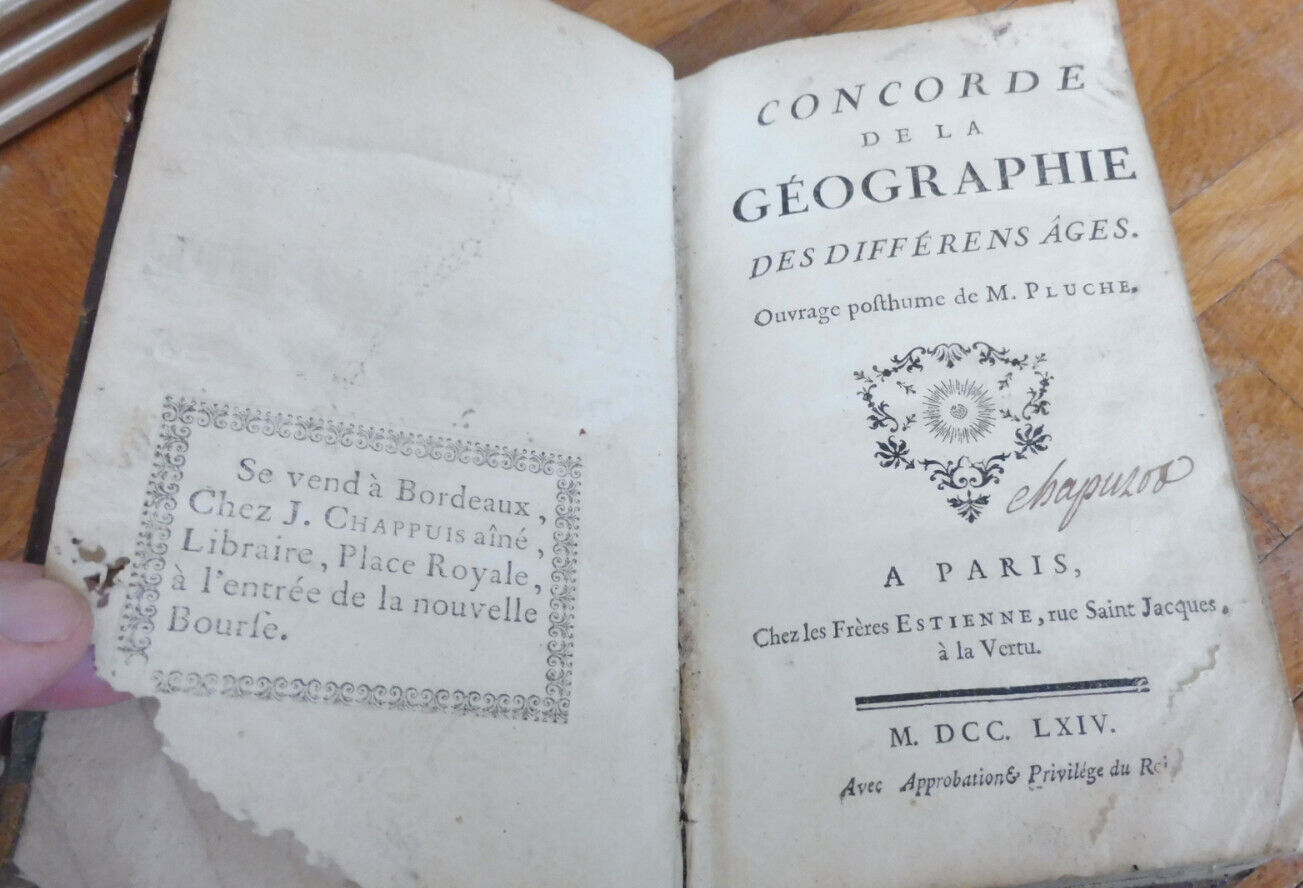 Concorde de la géographie (Pluche) 1764