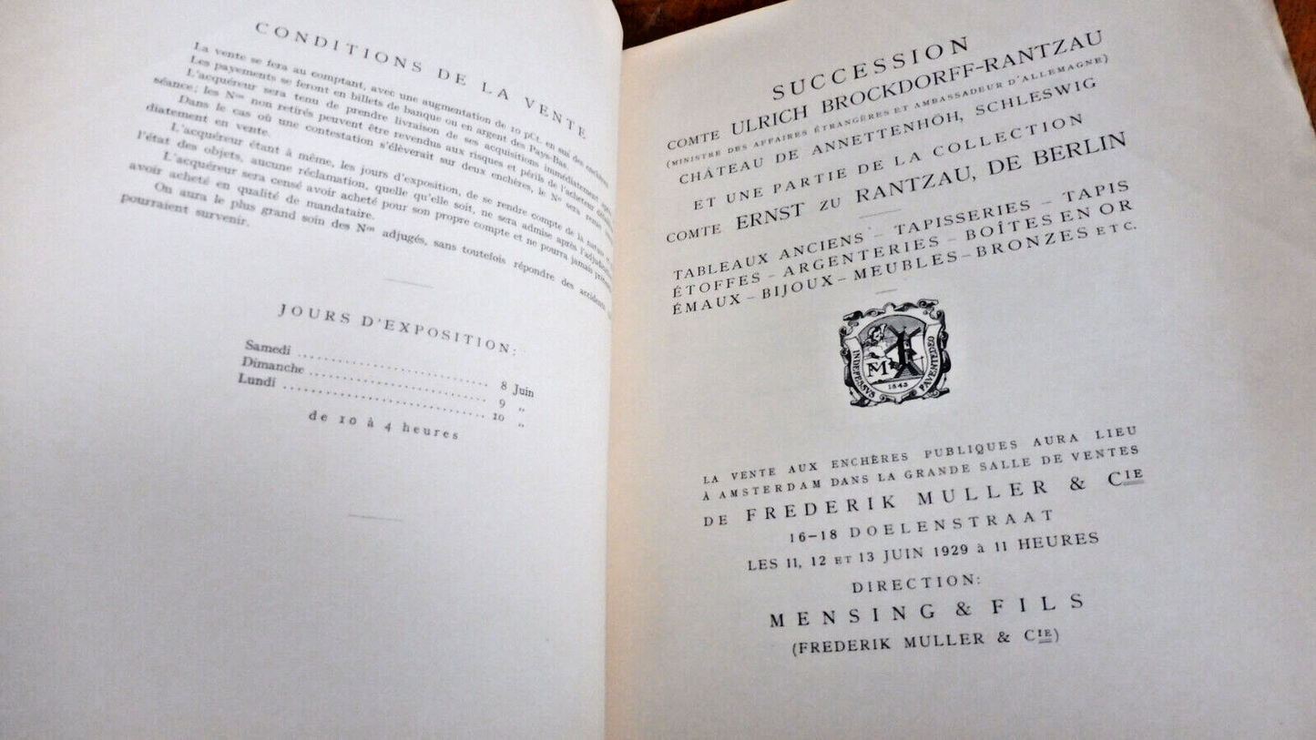 Collection Brockdorff-Rantzau 1929 CATALOGUE