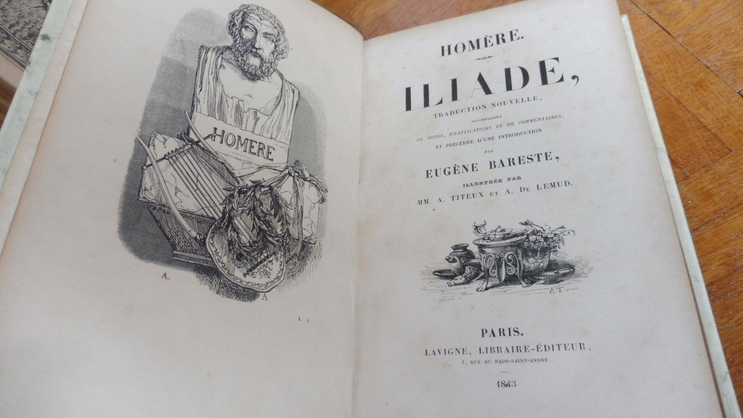 L'Iliade (Homère) 1843 illus. Titeux et De Lemud