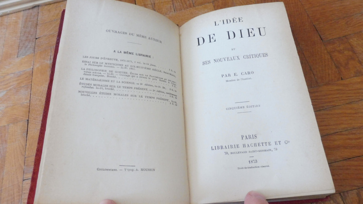 L'Idée de Dieu et ses nouveaux critiques (E. Caro) 1873