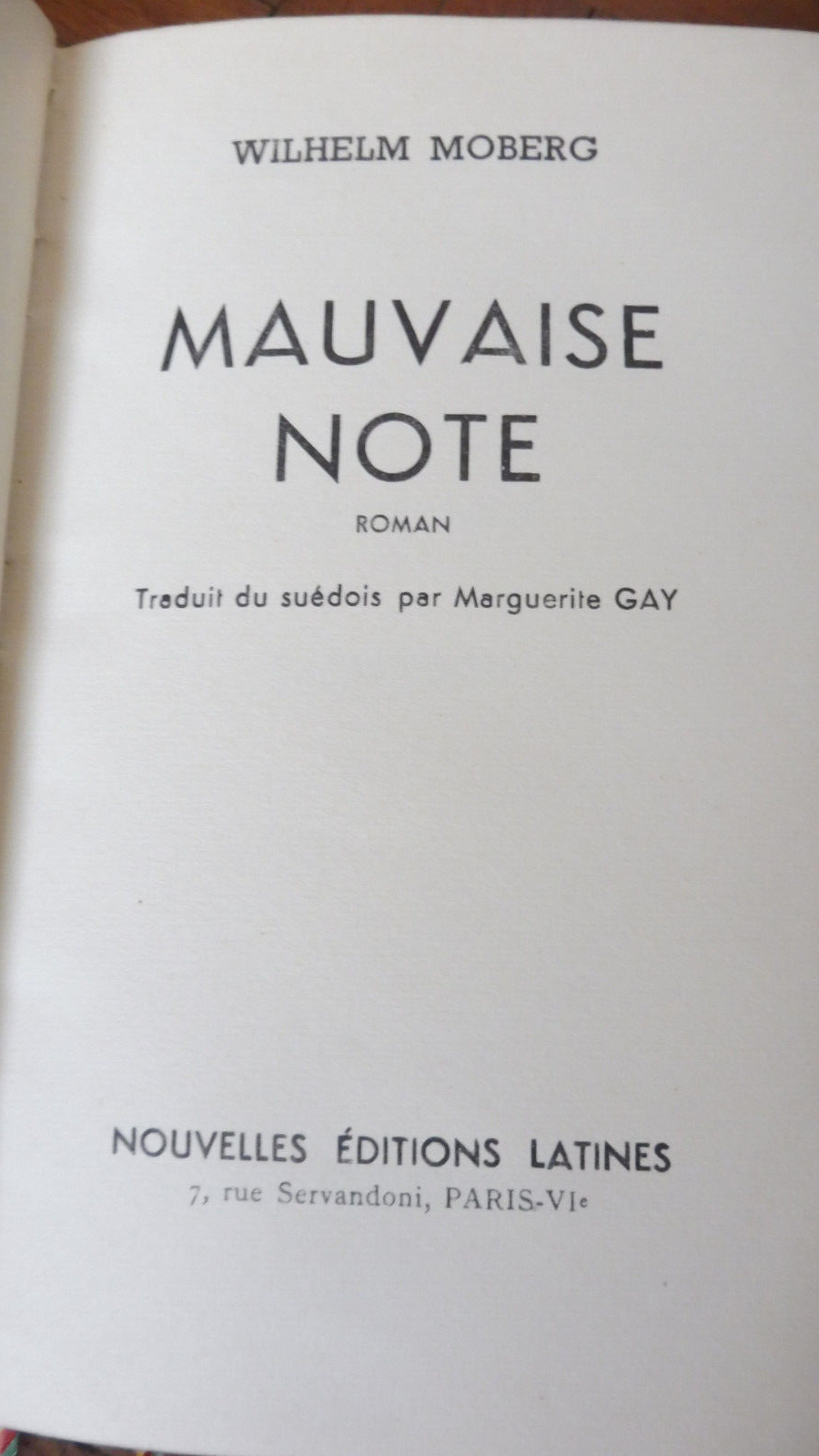 Mauvaise note (Wilhelm Moberg) 1945