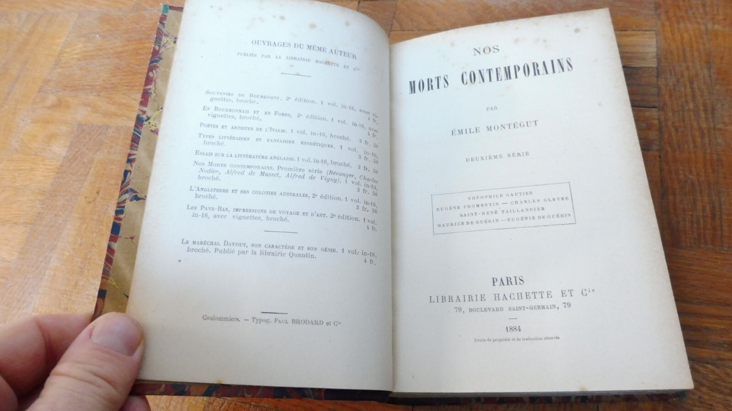 Nos morts contemporains (Emile Montégut) 1884