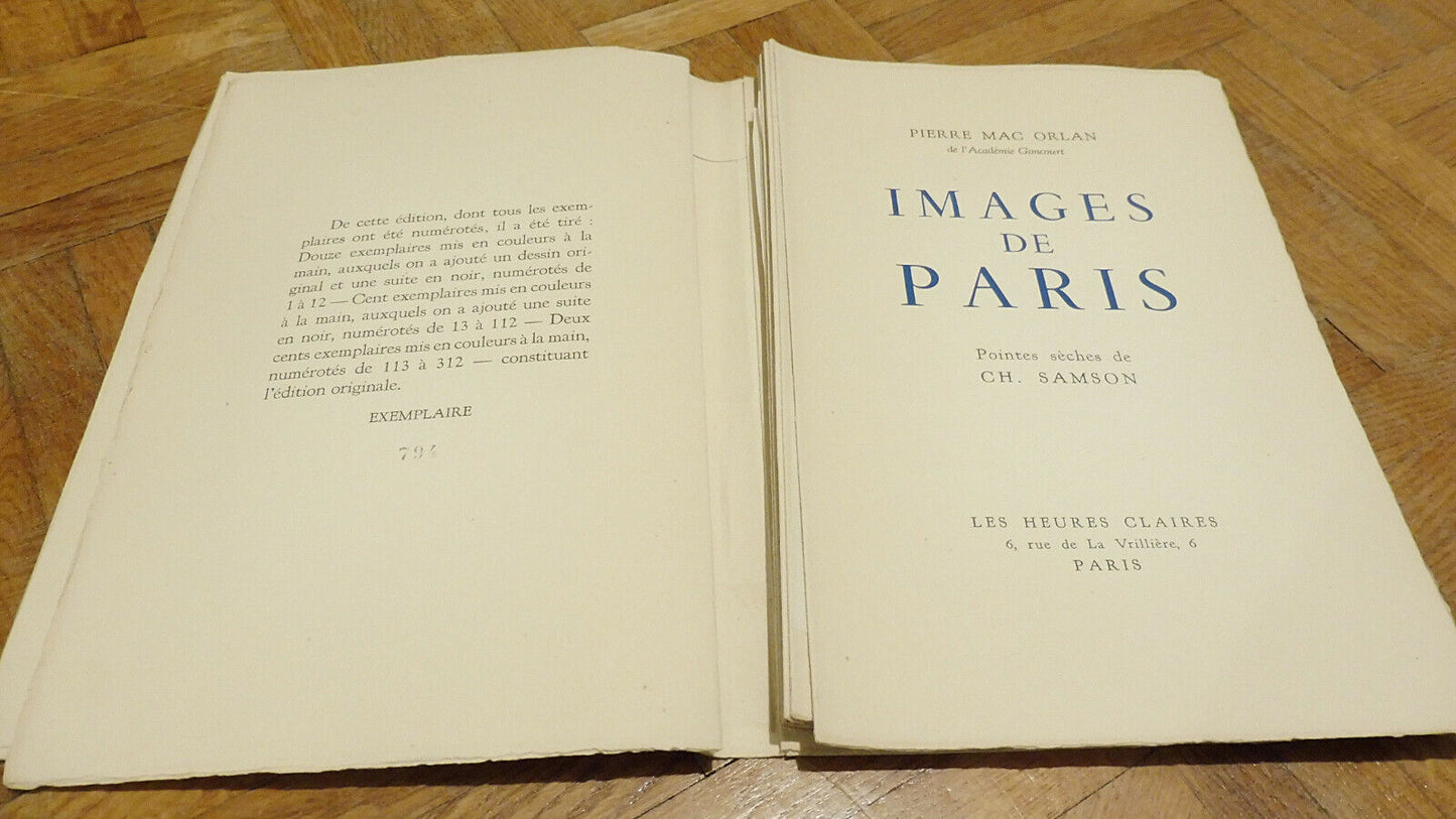 Images de Paris (Pierre Mac Orlan) 1951 Illus. Samson NUMEROTE