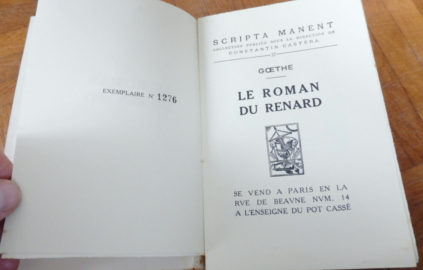 Le Roman de Renard (Goethe) 1929 NUMEROTE