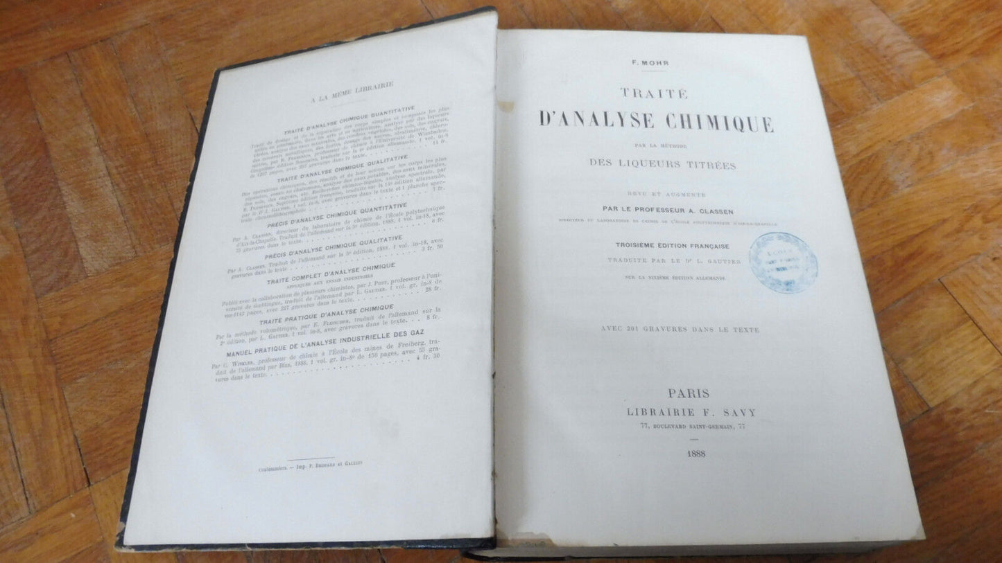 Traité d'analyse chimique (F. Mohr) 1888