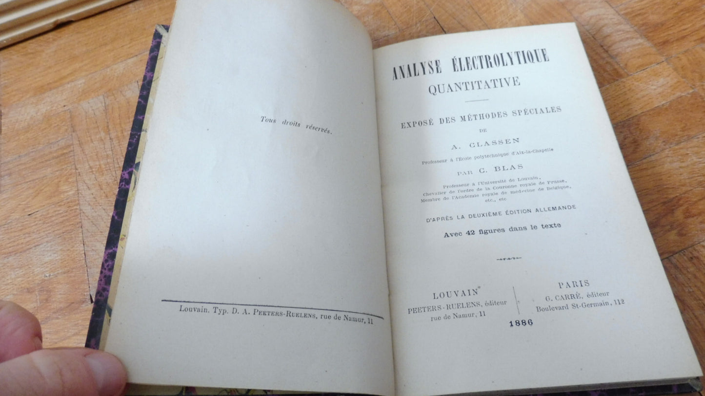 Analyse électrolytique quantitative (A. Classen) 1886