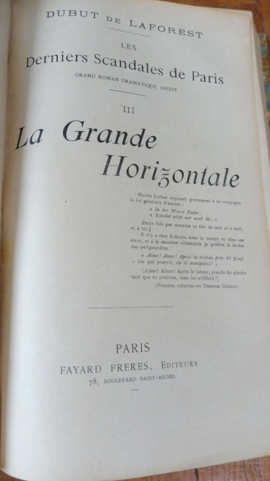 Les Derniers scandales de Paris (Dubut de Laforest) s.d. 2 vol.