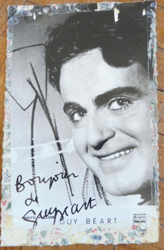 Photo signée Guy Béart 8.5x14 cm