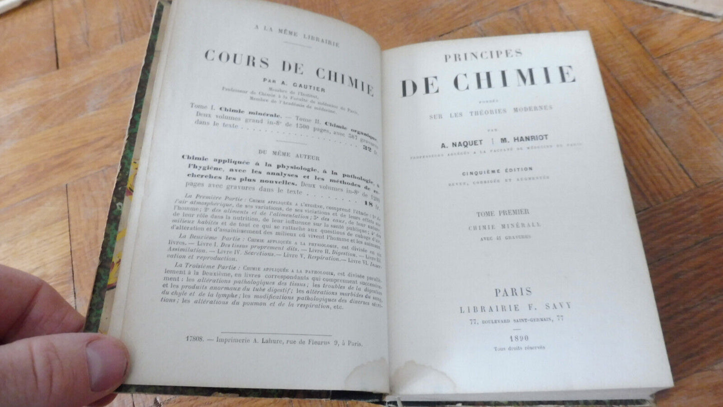 Chimie minérale. Chimie organique (Naquet & Hanriot) 1890 2/2