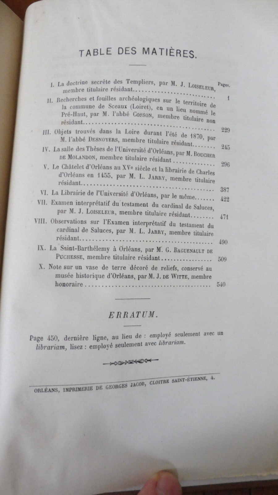 Mémoires de la Société archéologique de l'Orléanais 1873
