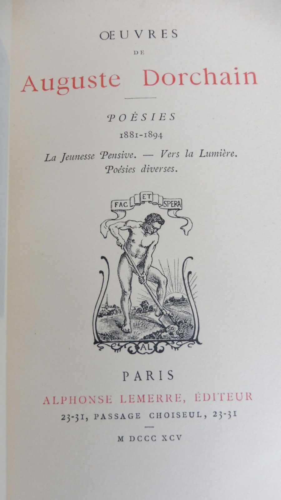 Poésies 1881-1894 (Auguste Dorchain) 1898