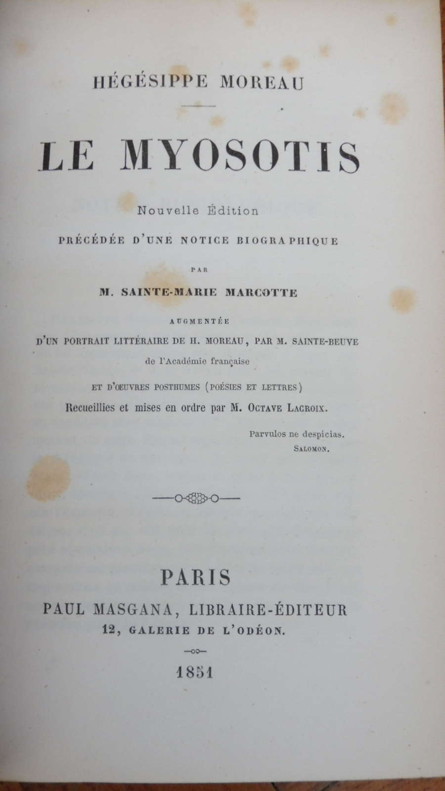 Le Myosotis (Hégésippe Moreau) 1851