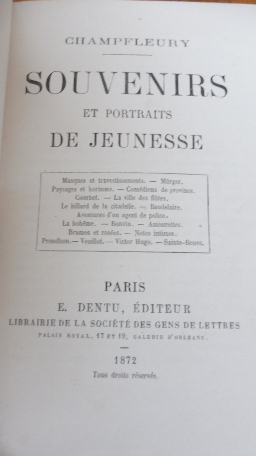 Souvenirs et portraits de jeunesse (Champfleury) 1872