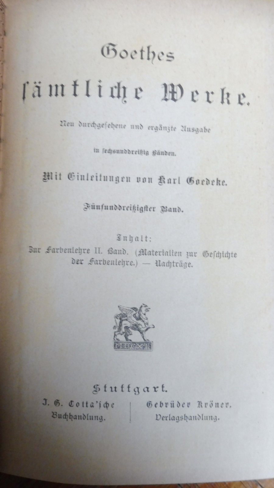 Goethes fämlische Werke s.d. 36 vol.
