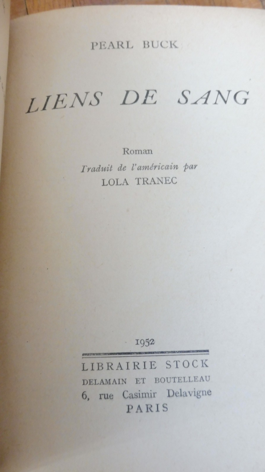Liens de sang (Pearl Buck) 1952