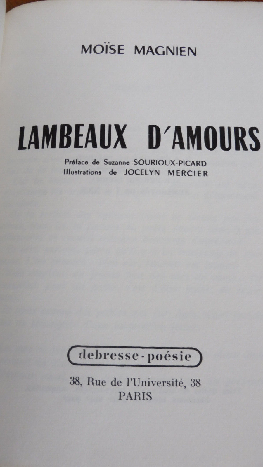 Lambeaux d'amours (Moïse Magnien) 1963 illus. Mercier ENVOI