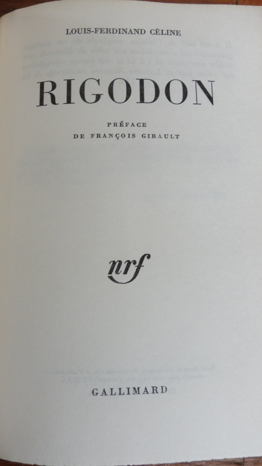 Rigodon (Louis Ferdinand Céline) 1969 EO
