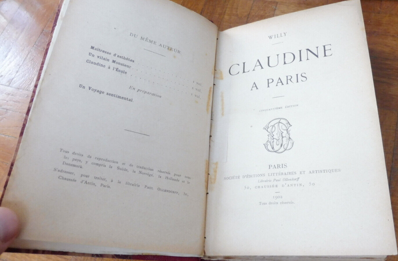 Claudine à Paris (Willy) 1902 COLETTE
