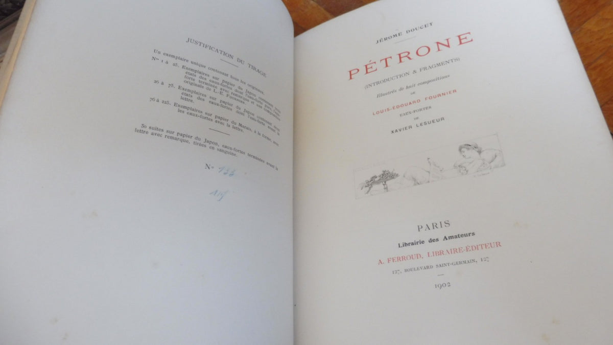 Pétrone. Introduction et fragments (Jérôme Doucet) 1902 NUMEROTE illus. Fournier