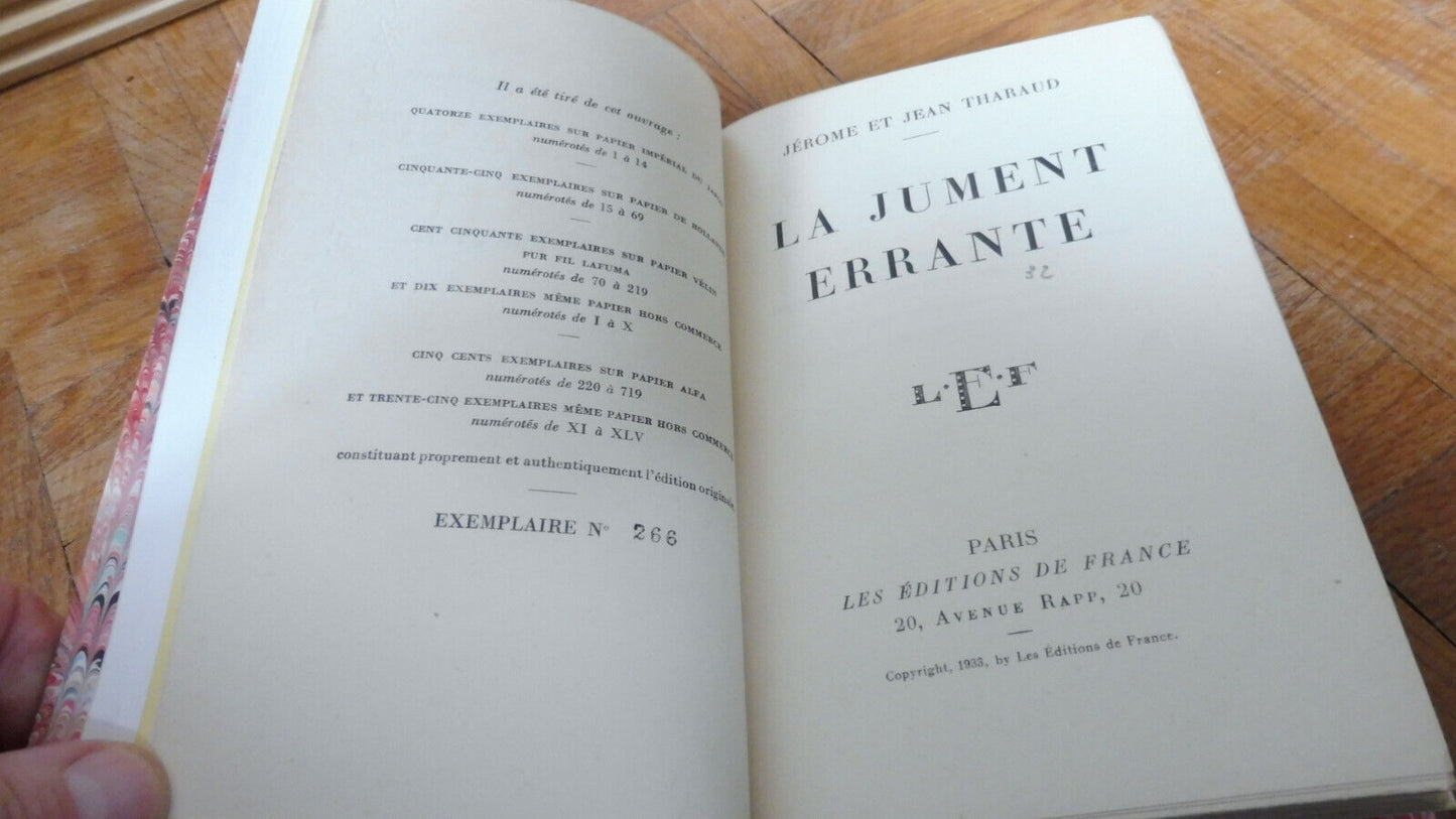 La Jument errante (J. et J. Tharaud) 1933 EO NUMEROTE ALFA