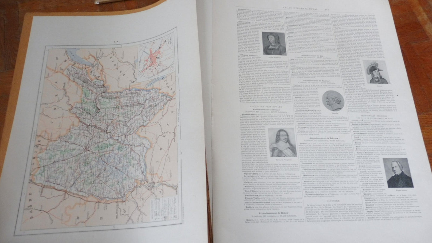 Atlas départemental Larousse 1913 48/48 IN FOLIO