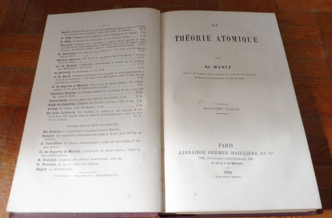 La Théorie atomique (Ad. Wurtz) 1883