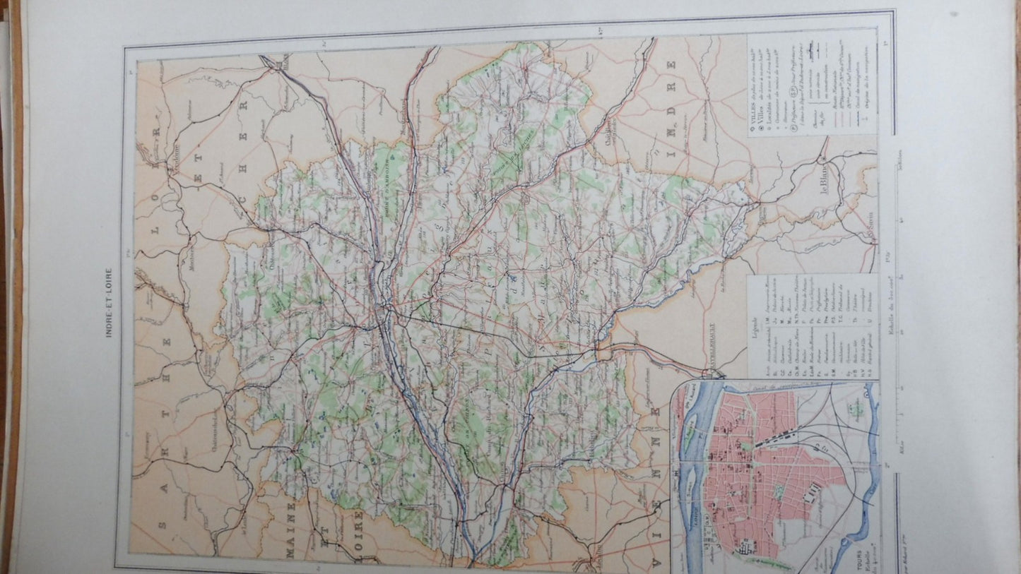 Atlas départemental Larousse 1913 48/48 IN FOLIO