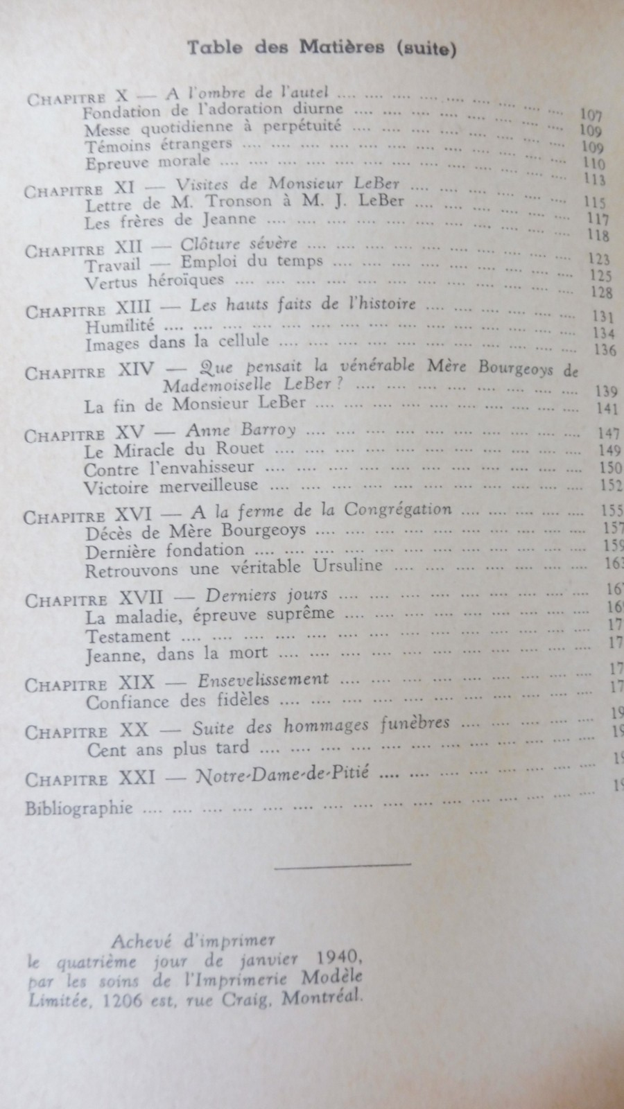 Jeanne Le Ber. Première recluse du Canada Français (M. Beaupré) 1939 ENVOI