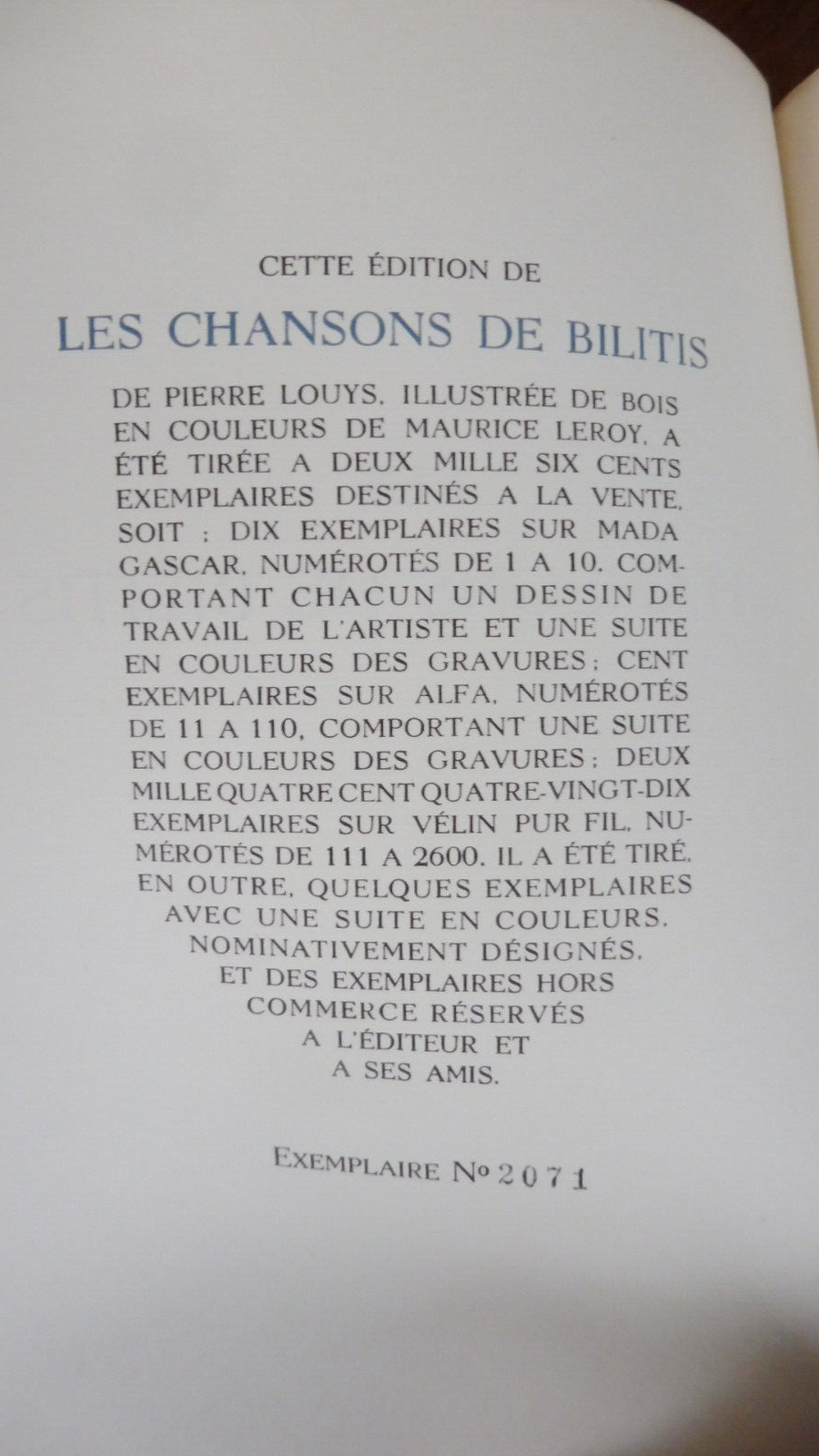 Les Chansons de Bilitis (Pierre Louys) 1948 illus. Leroy VELIN