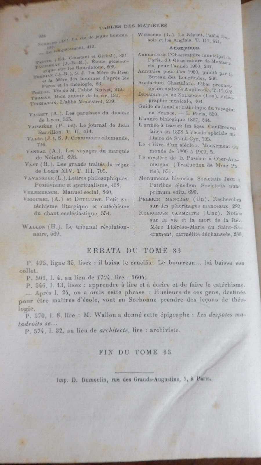 Etudes des jésuites avril, mai, juin 1900