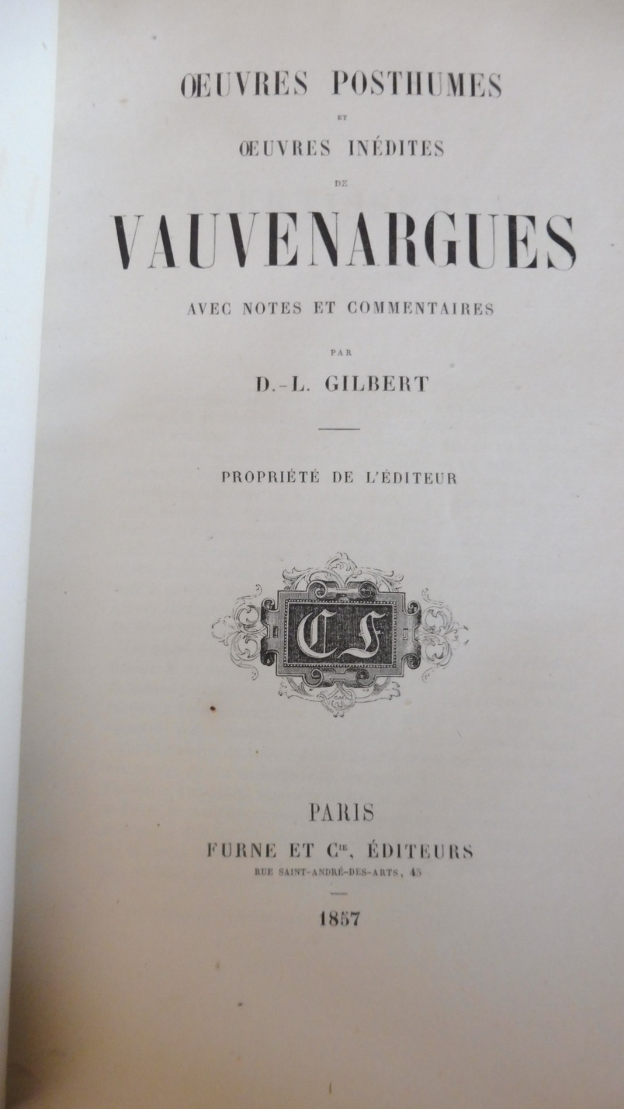 Oeuvres de Vauvenargues 1857 2 vol.