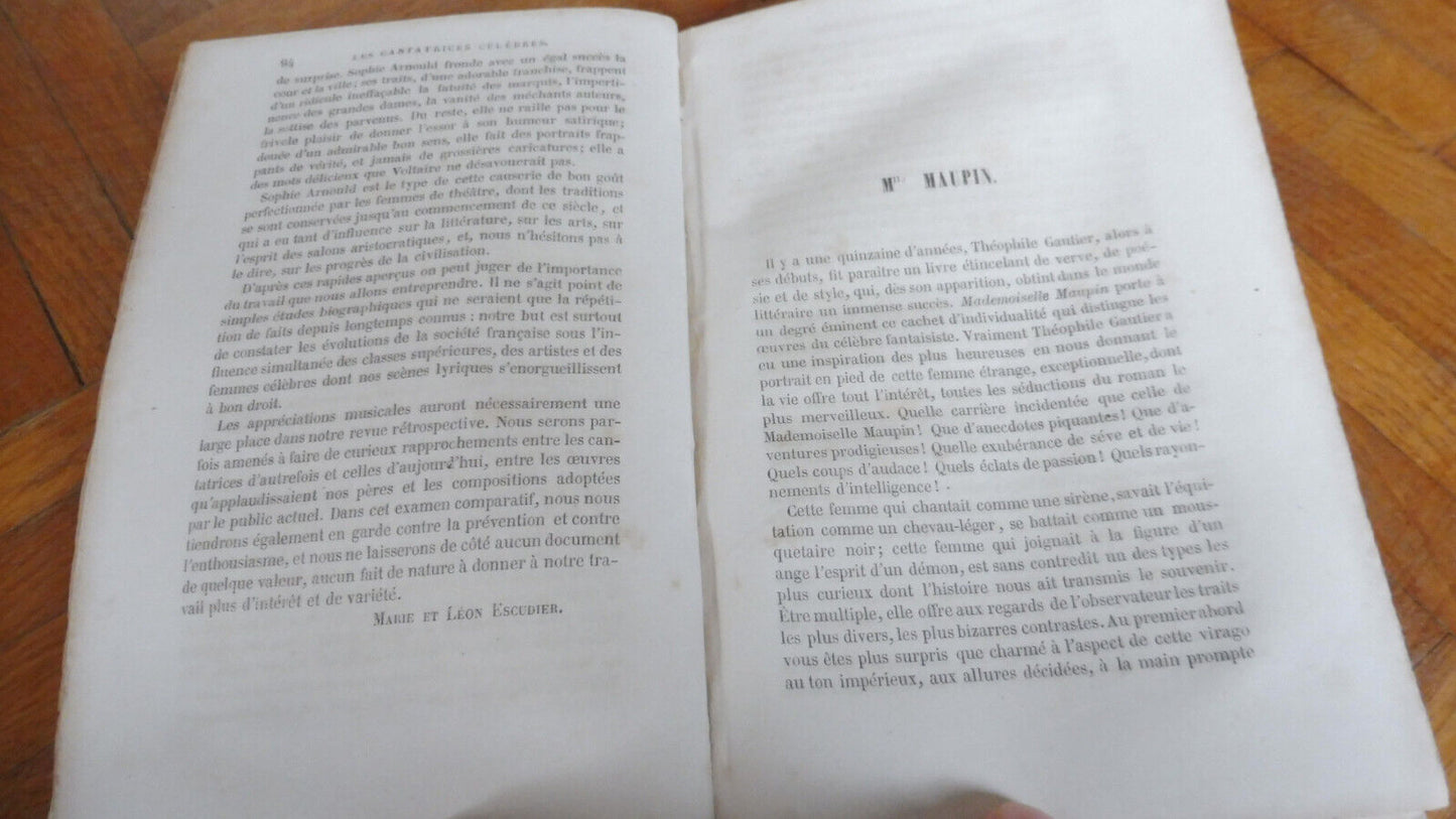 Vie et aventures des cantatrices célèbres (M. &. L. Escudier) 1856