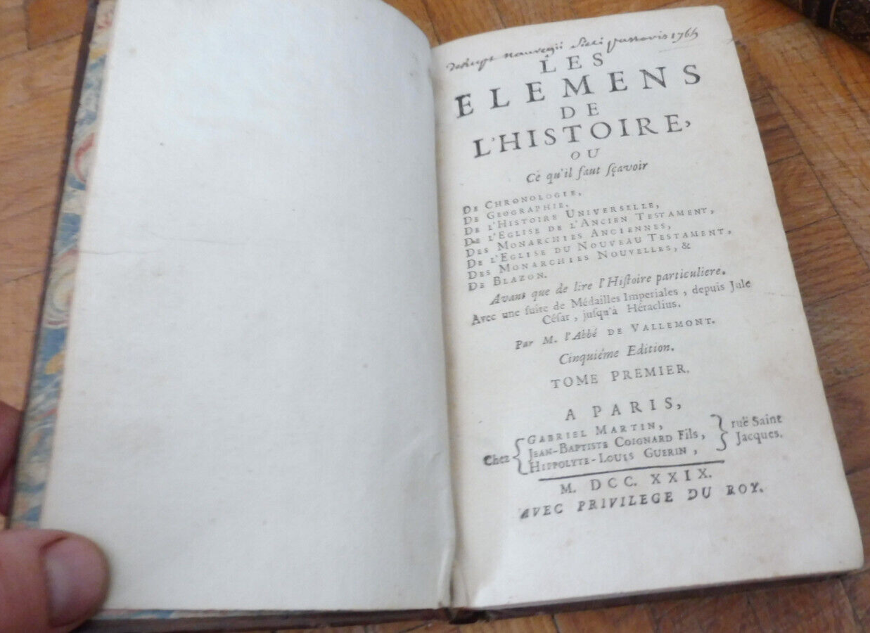 Les Elémens de l'Histoire (De Vallemont) 1729 4/4 HERALDIQUE NUMISMATIQUE