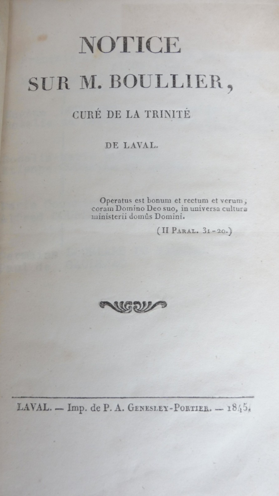Notice sur M. Boullier, curé de La Trinité de Laval 1845