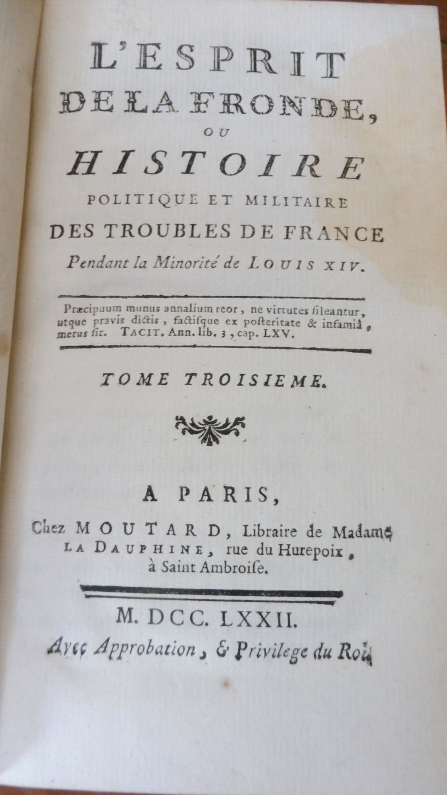 L'Esprit de la Fronde vol. 3 (Jean-Baptiste Mailly) 1772