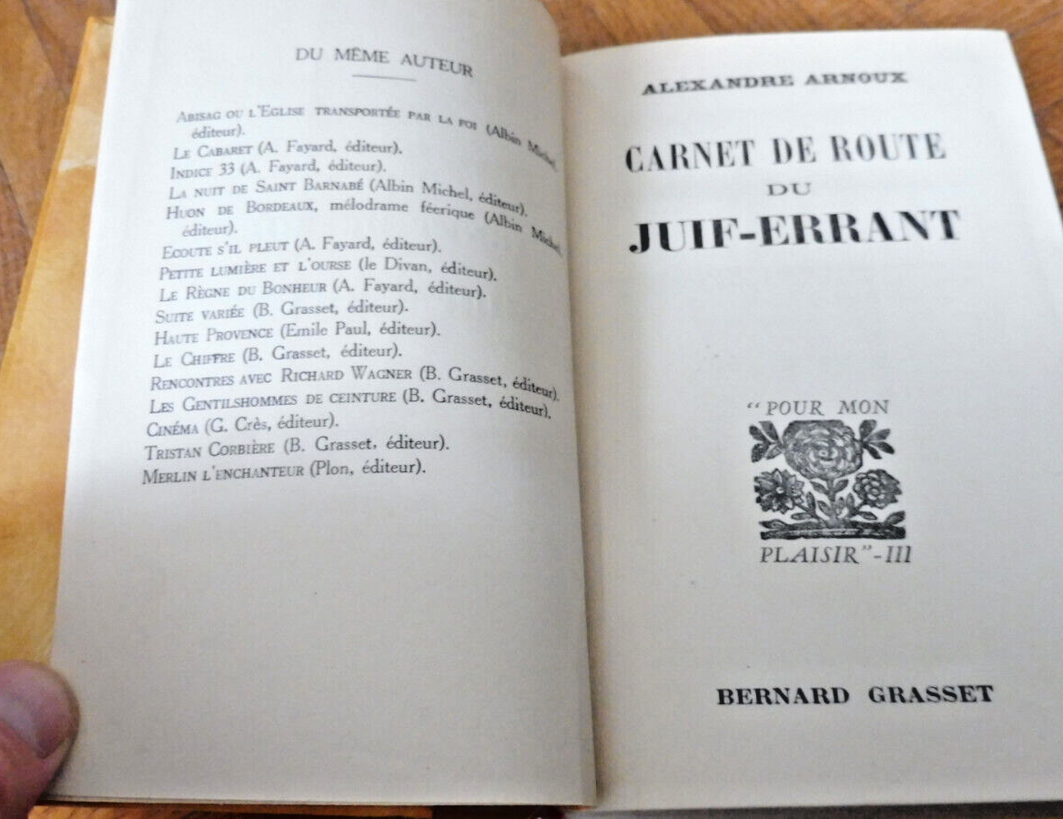 Carnet de route du Juif Errant (Alexandre Arnoux) 1931