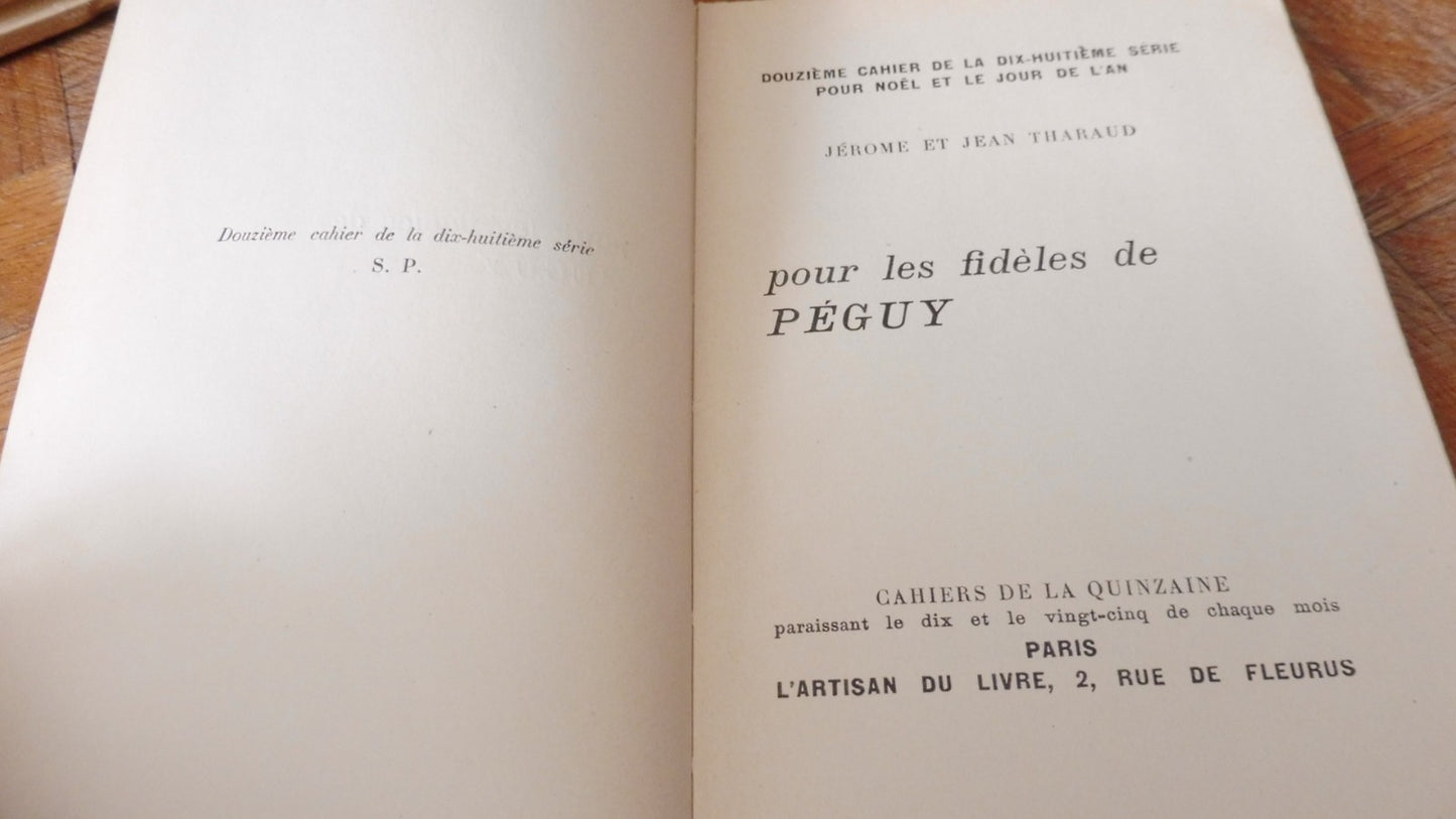 Pour les fidèles de Péguy (Jérôme et Jean Tharaud) 1927 ENVOI
