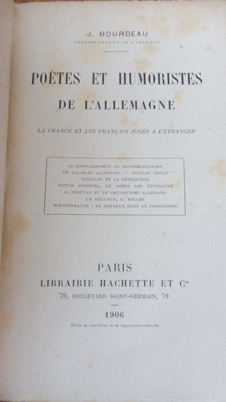 Poètes et humoristes de l'Allemagne (J. Bourdeau) 1906