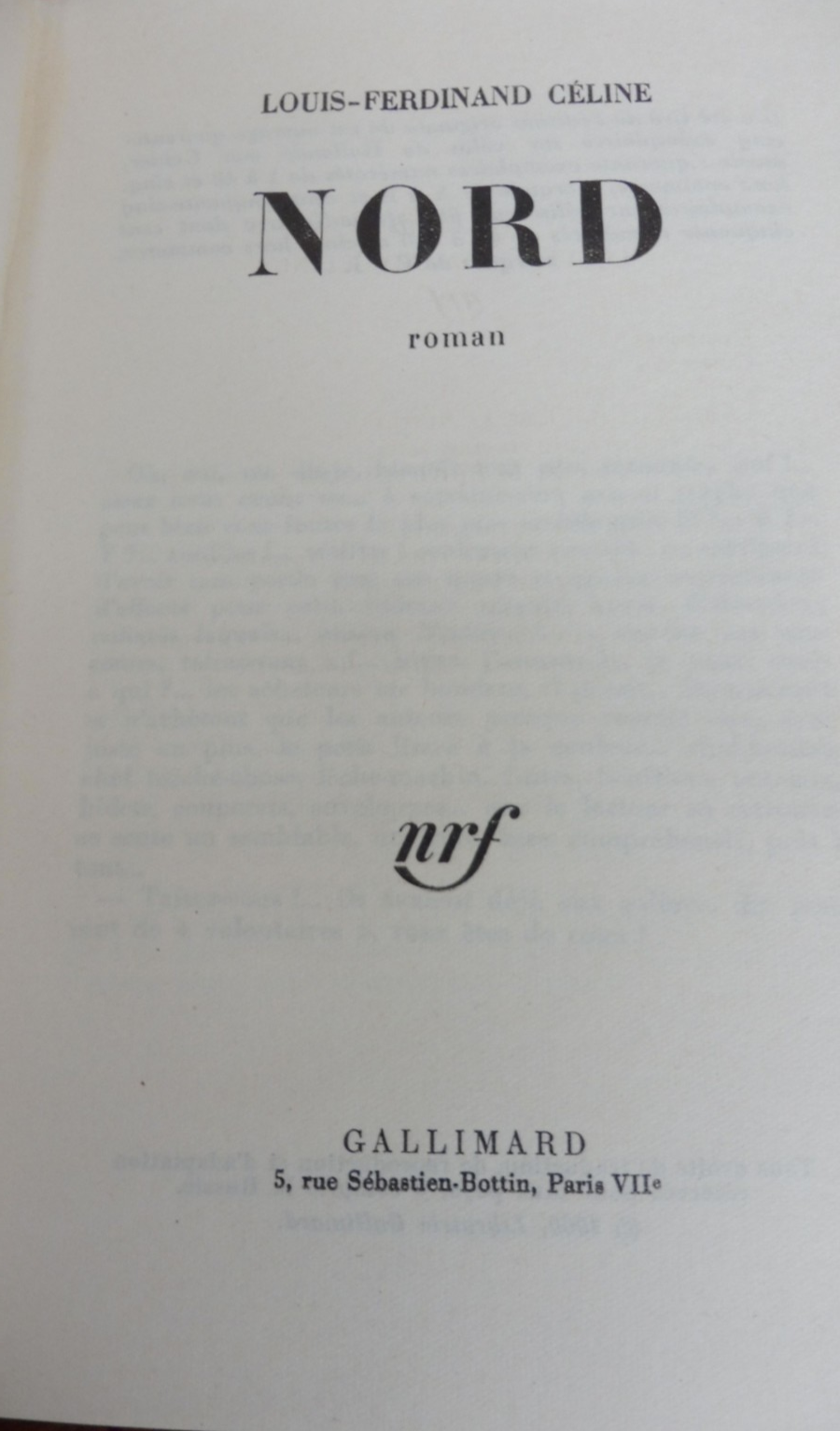 Nord (Louis Ferdinand Céline) 1960 EO