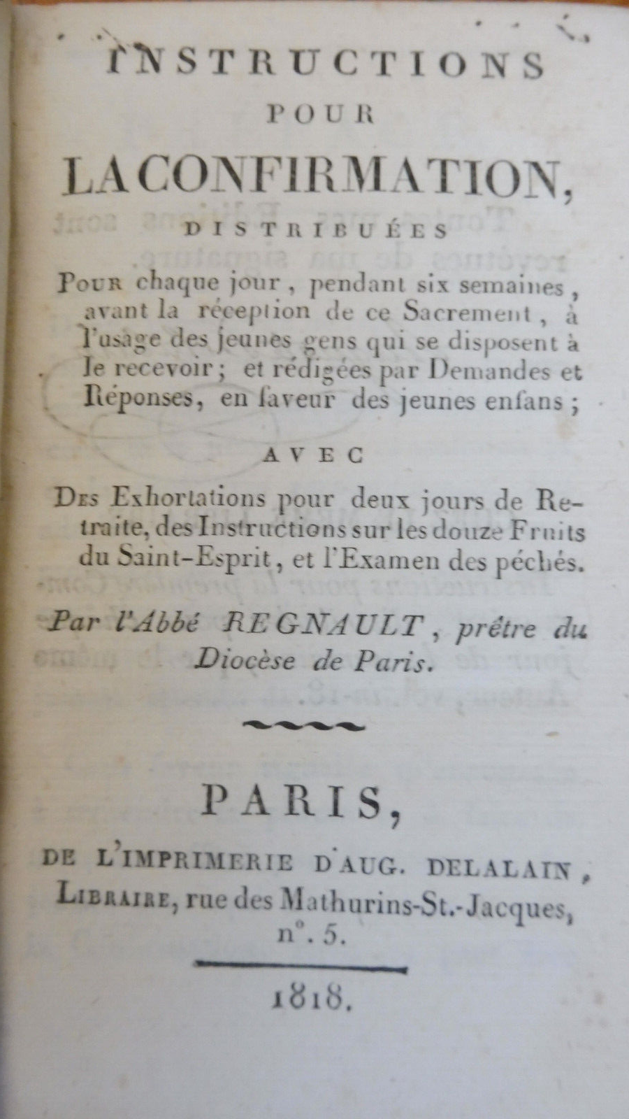 Instructions pour la confirmation (Regnault) 1818