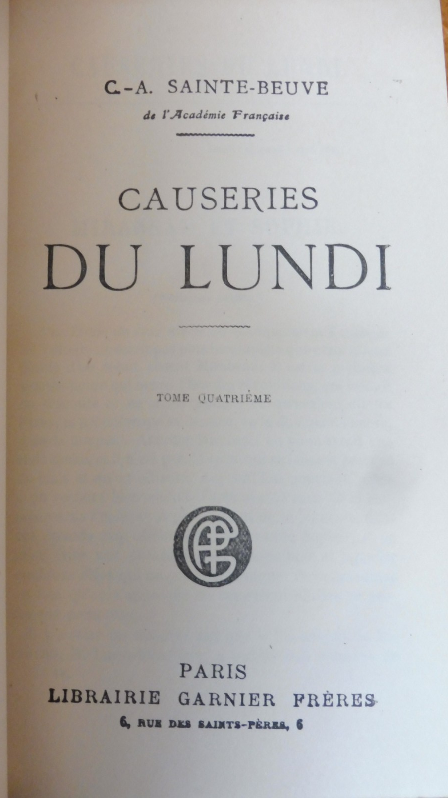 Causeries du lundi (Sainte Beuve) 1926 13 vol.