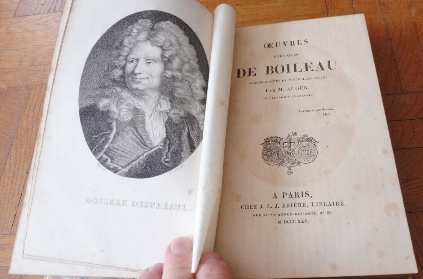 Oeuvres poétiques de Boileau 1825 RELIURE SIGNEE